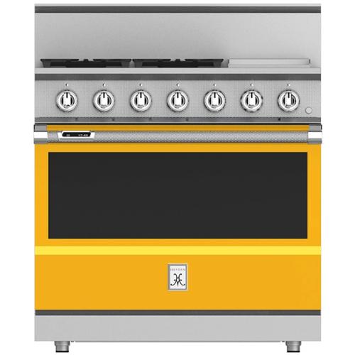 Hestan KRD364GDNGYW Range, 4 Burner With Griddle, Dual Fuel, 36-Inch - Ng - Yell