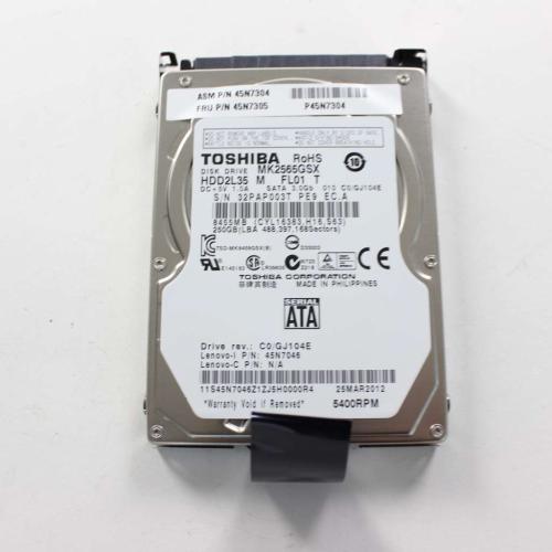 Lenovo Part# 45N7305 250Gb Toshiba Hdd Sata 5400 (OEM)