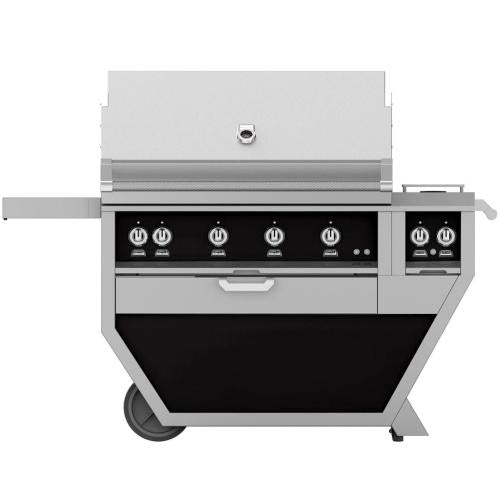 Hestan GABR42CX2LPBK Grill, (4) Trellis, Rotisserie, Deluxe Cart W/ Side Burner,