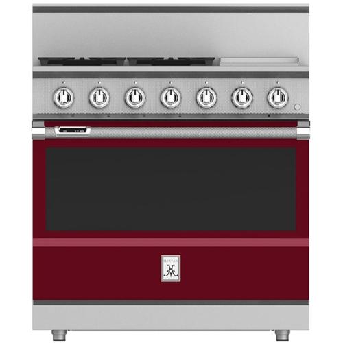 Hestan KRD364GDLPBG Range, 4 Burner With Griddle, Dual Fuel, 36-Inch - Lp - Burg