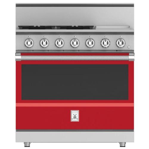Hestan KRG364GDNGRD Range, 4 Burner With Griddle, All Gas, 36-Inch - Ng - Red