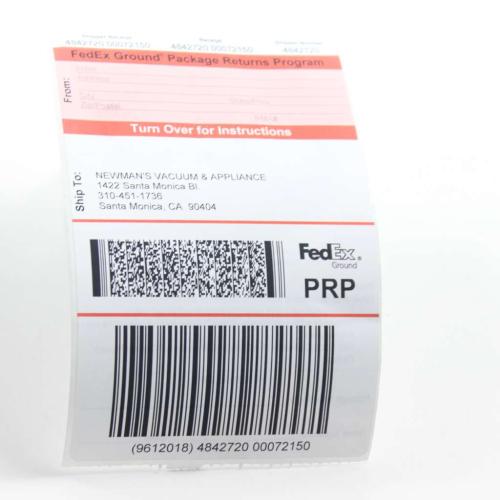 Delonghi Part# PRP-SANTAMONICA Return Service Label (OEM)