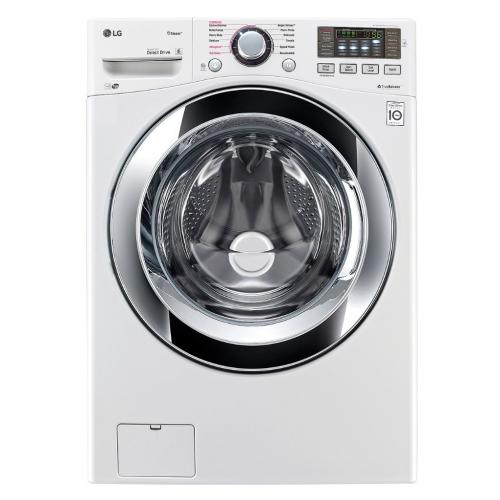 LG WM3670HWA 27 Inch 4.5 cu. ft. Front Load Washer with Steam, Smart ThinQ (Wi-Fi), NFC Tag-On Technology, Sanitary Cycle, 12 Wash Cycles, Allergen Cycle, NeveRust™ Stainless Steel Drum, 4-Tray Dispenser and ENERGY STAR®: White