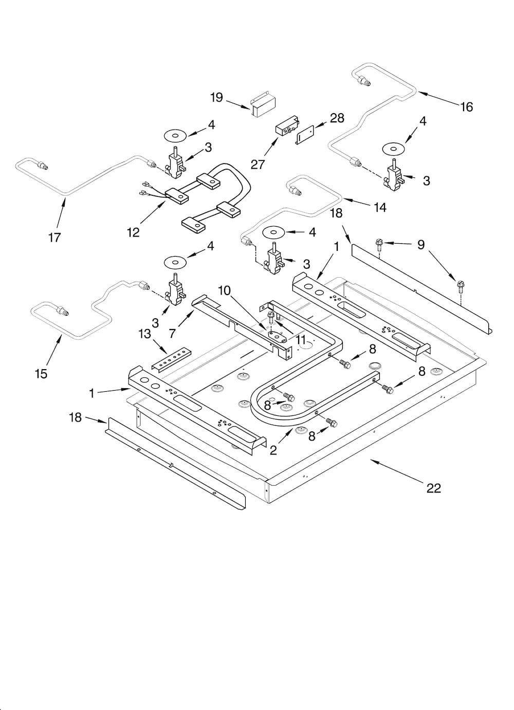 Whirlpool Cooktop Ignition Switch with Harness WP4456905