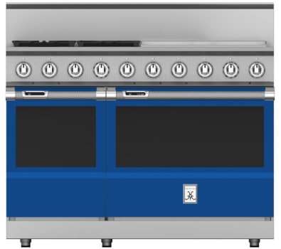 Hestan KRD484GDLPBU 48 inch Duel Fuel 4 Burner Range with 24 Inch Griddle -LP - Blue