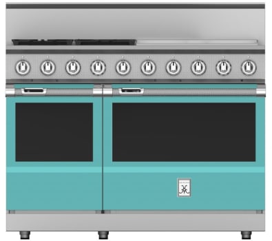 Hestan KRD484GDNGTQ 48 inch Duel Fuel 4 Burner Range with 24 Inch Griddle -NG - Turquoise