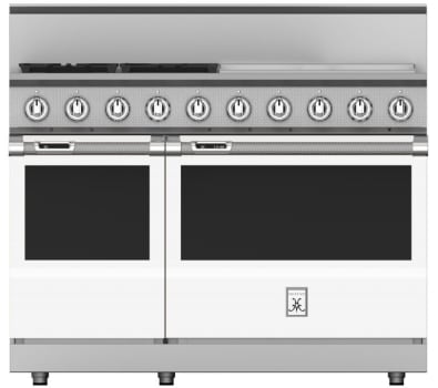 Hestan KRD484GDNGWH 48 inch Duel Fuel 4 Burner Range with 24 Inch Griddle -NG - White