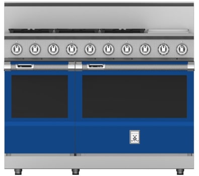 Hestan KRD485GDLPBU 48 Inch Dual Fuel 5 Burner Range with 12 Inch Griddle -LP - Blue
