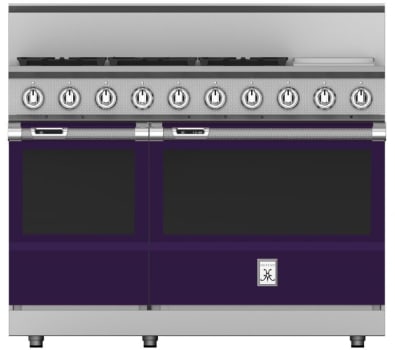 Hestan KRD485GDLPPP 48 Inch Dual Fuel 5 Burner Range with 12 Inch Griddle -LP - Purple