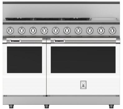 Hestan KRD485GDLPWH 48 Inch Dual Fuel 5 Burner Range with 12 Inch Griddle -LP - White