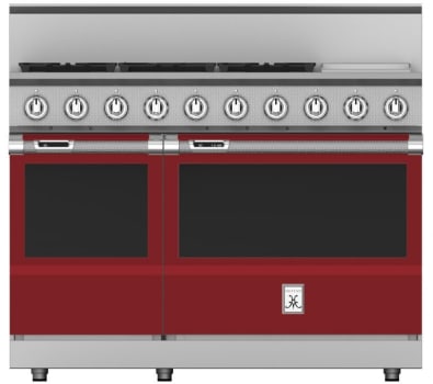 Hestan KRD485GDNGBG 48 Inch Dual Fuel 5 Burner Range with 12 Inch Griddle -NG - Burgundy