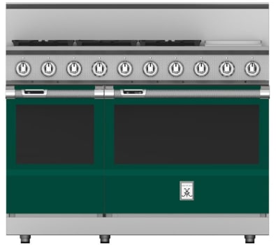 Hestan KRD485GDNGGR 48 Inch Dual Fuel 5 Burner Range with 12 Inch Griddle -NG - Green