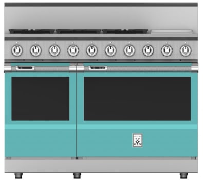 Hestan KRD485GDNGTQ 48 Inch Dual Fuel 5 Burner Range with 12 Inch Griddle -NG - Turquoise