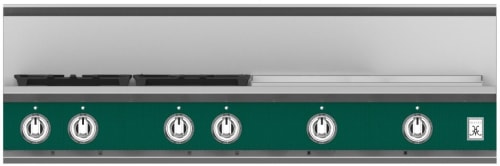Hestan KRT484GDNGGR 48 Inch Gas Rangetop with 4 Brass Sealed Burners, 24 Inch Infrared Griddle - Green