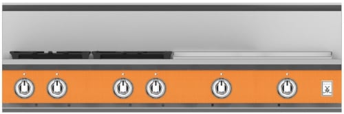 Hestan KRT484GDNGOR 48 Inch Gas Rangetop with 4 Brass Sealed Burners, 24 Inch Infrared Griddle - Orange