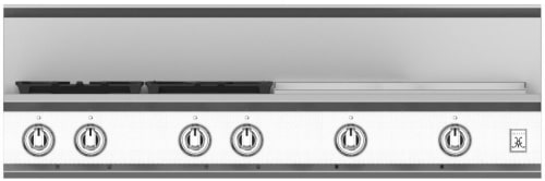 Hestan KRT484GDNGWH 48 Inch Gas Rangetop with 4 Brass Sealed Burners, 24 Inch Infrared Griddle - White