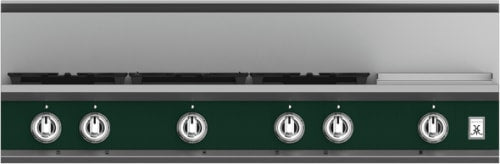 Hestan KRT485GDLPGR 48 Inch Gas Rangetop with 5 Brass Sealed Burners, 12 Inch Infrared Griddle- Green