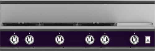 Hestan KRT485GDLPPP 48 Inch Gas Rangetop with 5 Brass Sealed Burners, 12 Inch Infrared Griddle- Purple