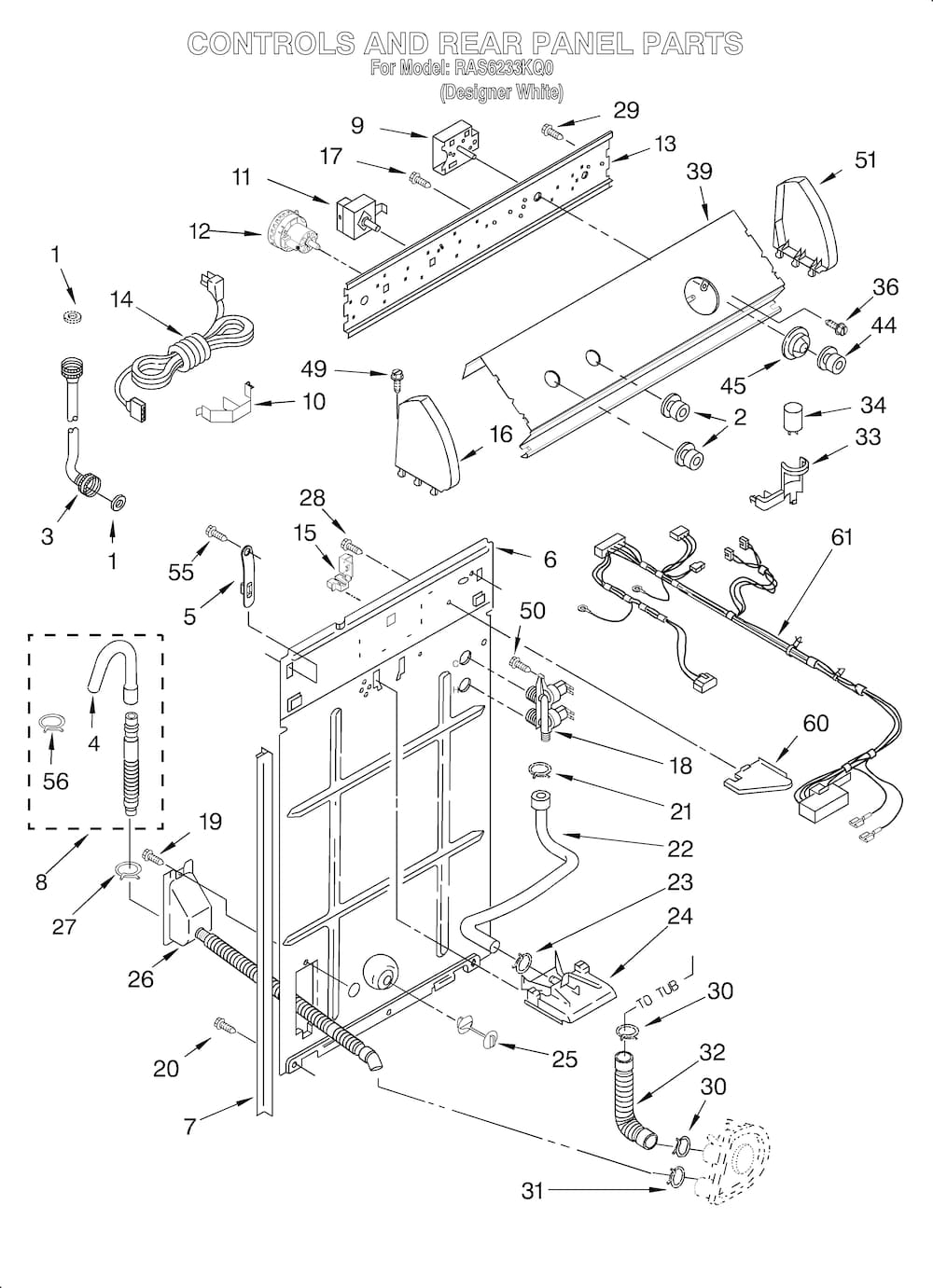 Whirlpool Internal Drain Hose WPW10358149