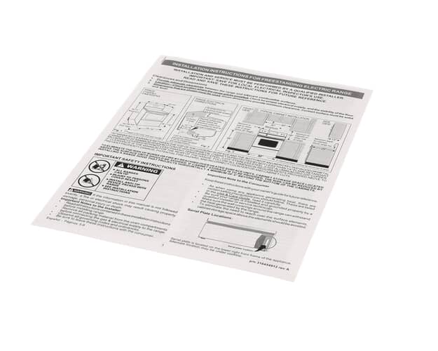 Frigidaire Part# 316454912 Installation Instructions - Genuine OEM