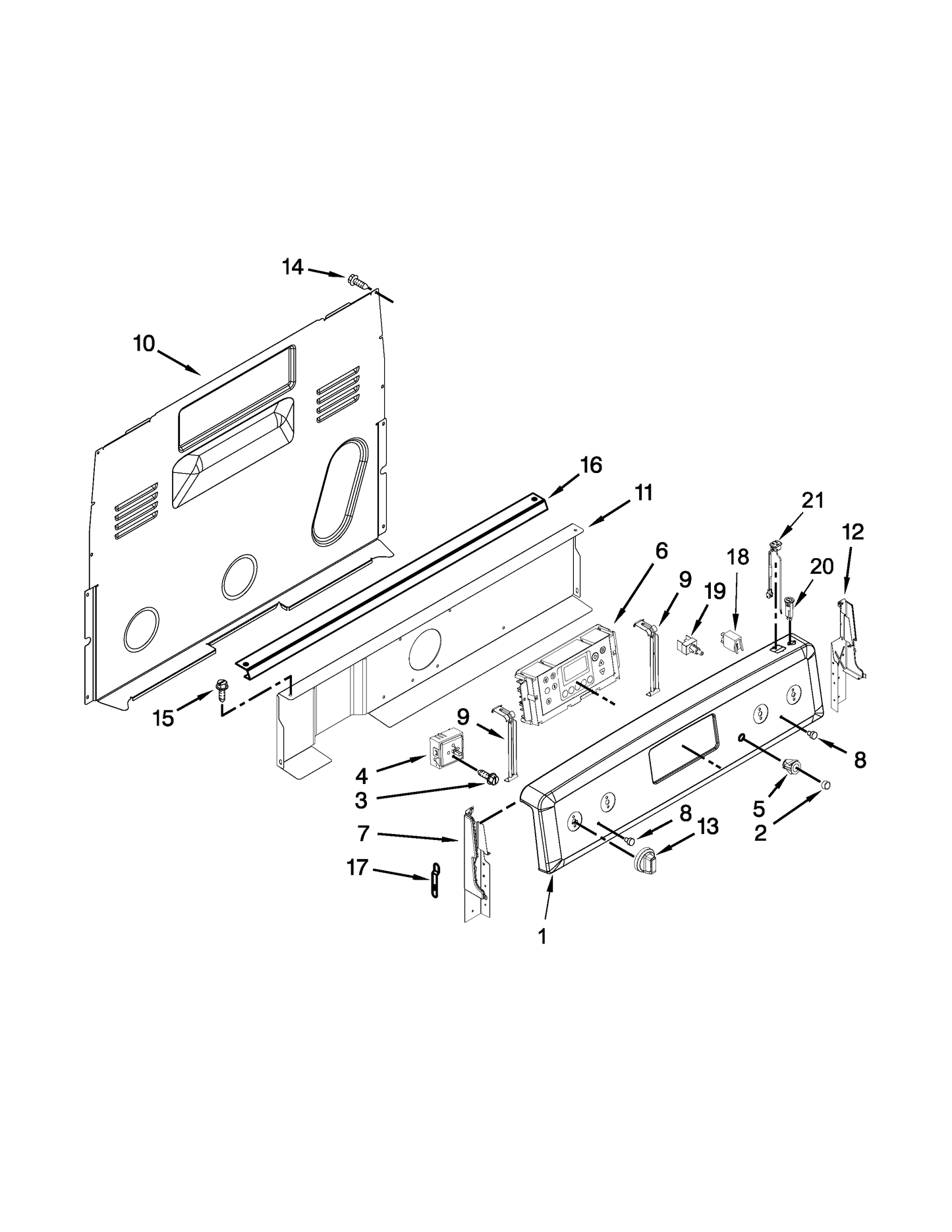 Whirlpool User Interface Control Board WPW10655845