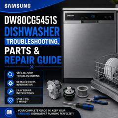 Samsung DW80CG5451S Dishwasher Troubleshooting, Parts & Repair Guide