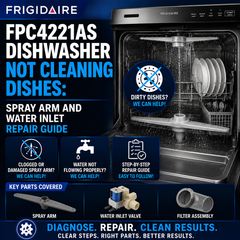 Frigidaire FPC4221AS Dishwasher Not Cleaning Dishes: Spray Arm and Water Inlet Repair Guide