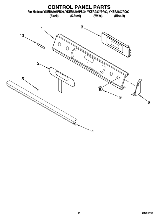 Whirlpool Button Control, Membrane Switch WP9756595ES