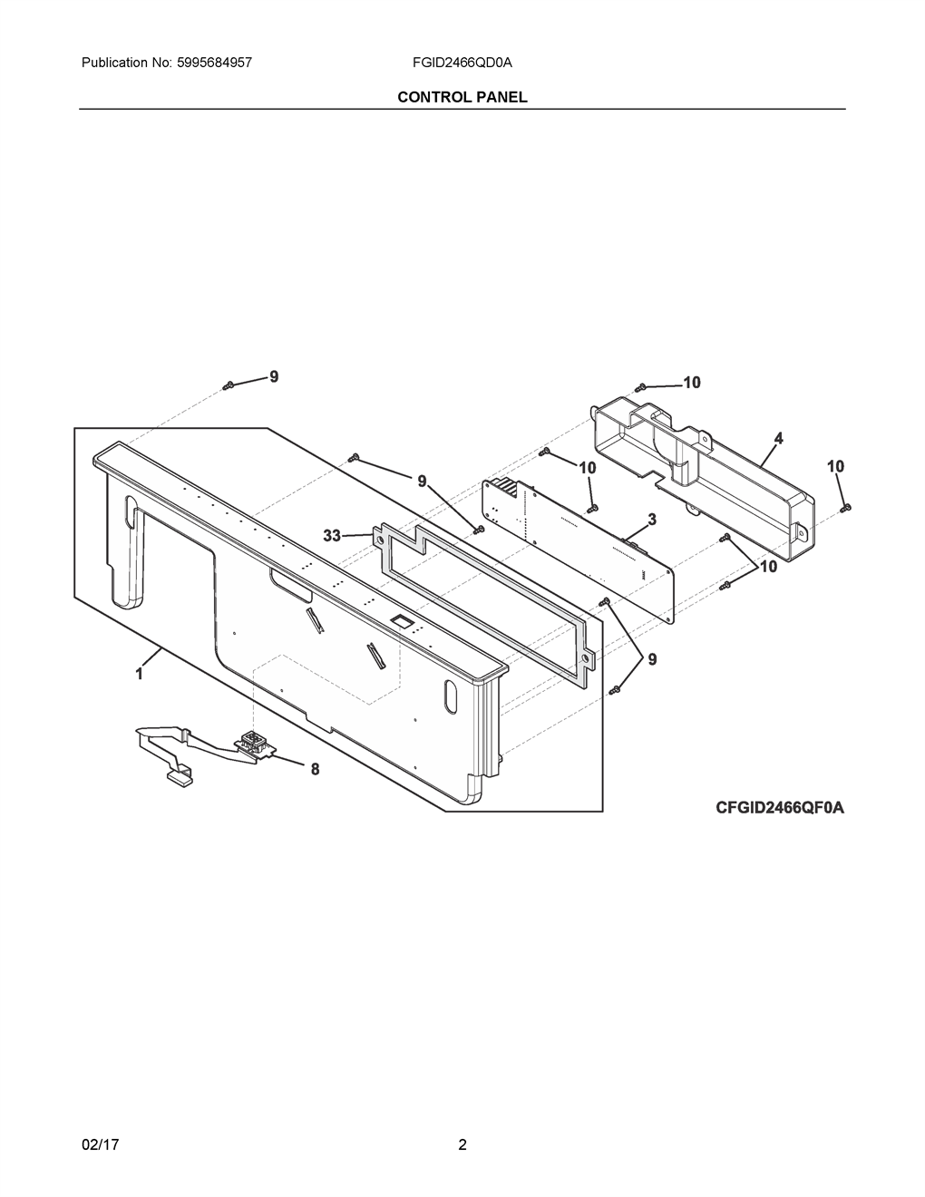 Electrolux Touchpad Control Assembly 5304506663