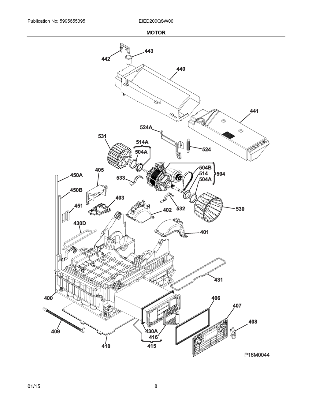 Electrolux Dryer Motor Assembly 808643202