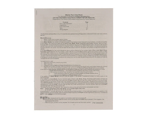 Electrolux Wiring Diagram,Tech Data Sheet - 134542000