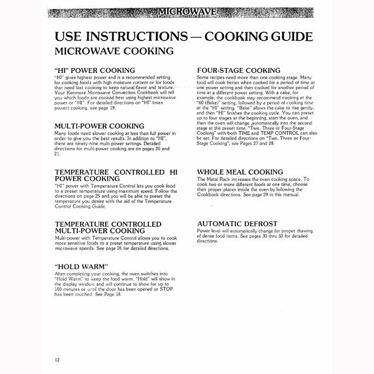 LG Part# 3850W1D131A Label Cooking Guide (OEM)