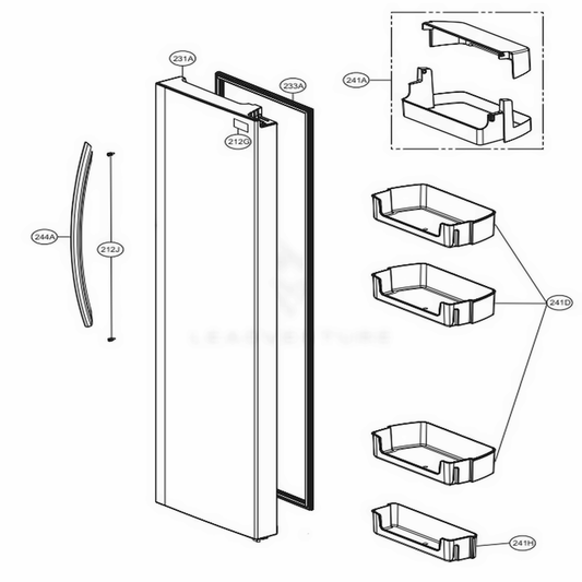LG Part# ADD74296604 Door Panel Assembly (Outer) - Genuine OEM