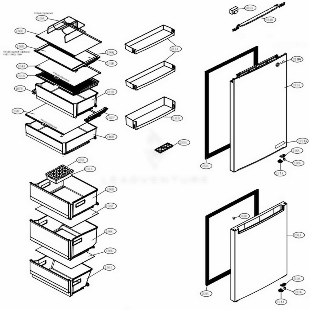 LG Part# ADX73591429 Door Gasket Assembly - Genuine OEM
