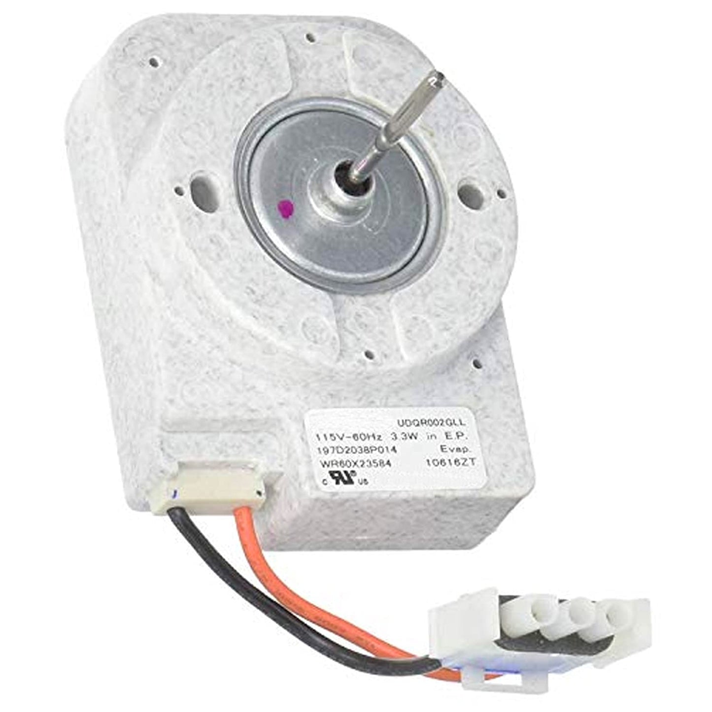 GE Part# WR13X10424 Evaporator Fan Motor and Damper Assembly (OEM)