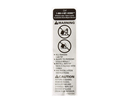 Electrolux Label,Anti-Tip - 316221000