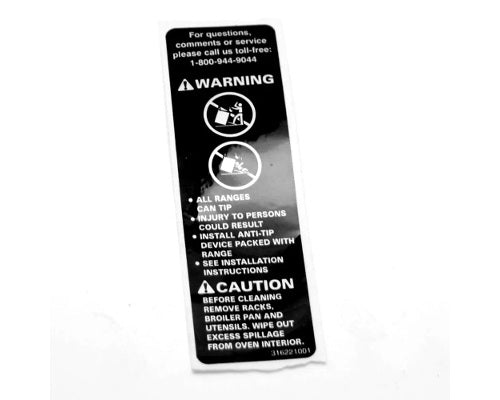 Electrolux Label,Anti-Tip - 316221001