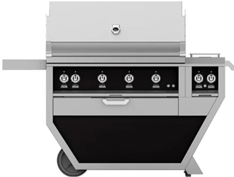 Hestan GMBR42CX2LPBK 61 Inch Freestanding Grill with Double Side Burner, 782 sq. in. Grilling Area, 3 Trellis Burners - Black