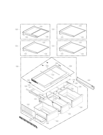 LG Part# AHT73554304 Net Shelf Assembly - Genuine OEM