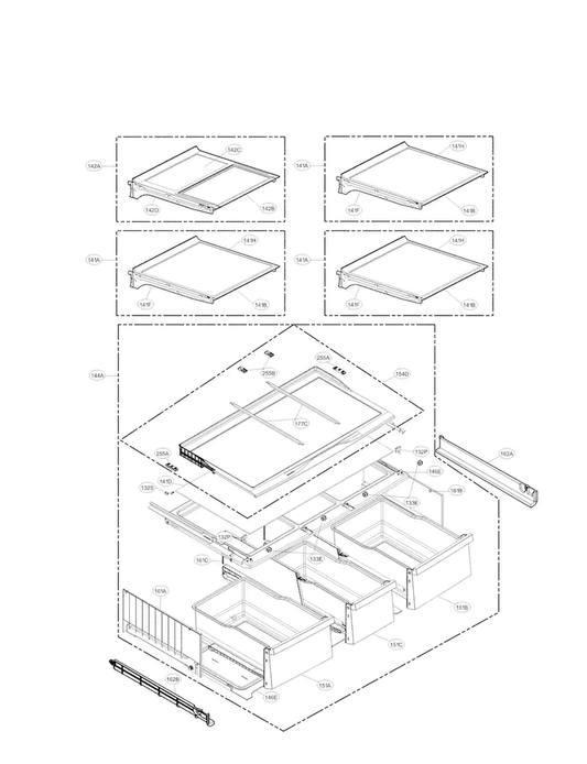 LG Part# AHT73554304 Net Shelf Assembly - Genuine OEM