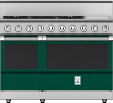 Hestan KRG485GDLPGR 48 Inch Freestanding Gas Range with 5 Sealed Burners, Double Ovens - Green