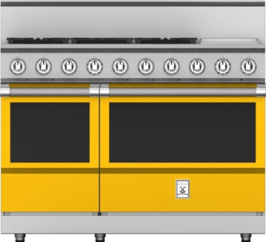 Hestan KRG485GDLPYW 48 Inch Freestanding Gas Range with 5 Sealed Burners, Double Ovens - Yellow