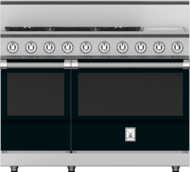 Hestan KRG485GDNGBK 48 Inch Freestanding Gas Range with 5 Sealed Burners, Double Ovens - Black