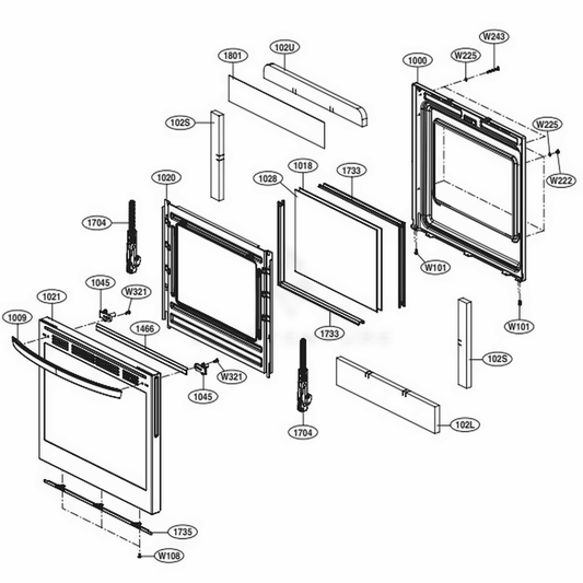 LG Part# ADC30000701 Door Assembly - Genuine OEM