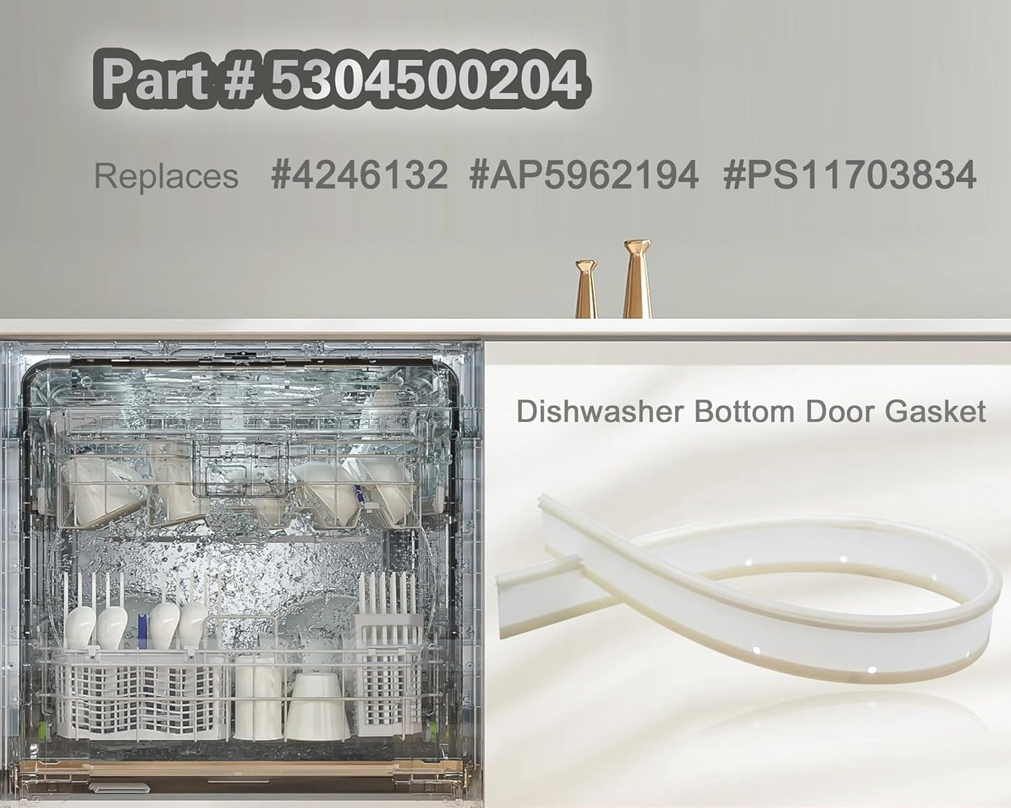 Frigidaire Dishwasher Bottom Door Gasket Seal - 5304500204