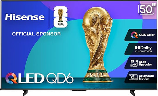 Hisense 50QD6QF 50-Inch QD6 Series QLED 4K UHD Smart Fire TV (HDR & Voice Control)
