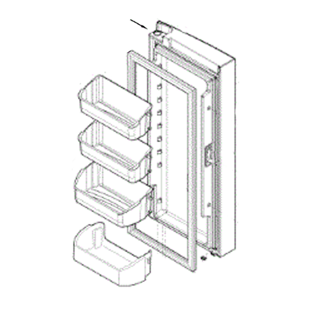 Electrolux Refrigerator Door,Complete,Bla - 807460163