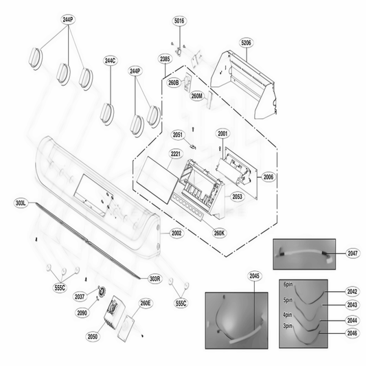 LG Part# AEZ74533348 Knob Assembly (Black, Stainless) - Genuine OEM