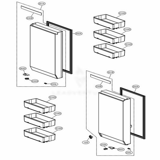 LG Part# ADX72930464 Door Gasket Assembly - Genuine OEM