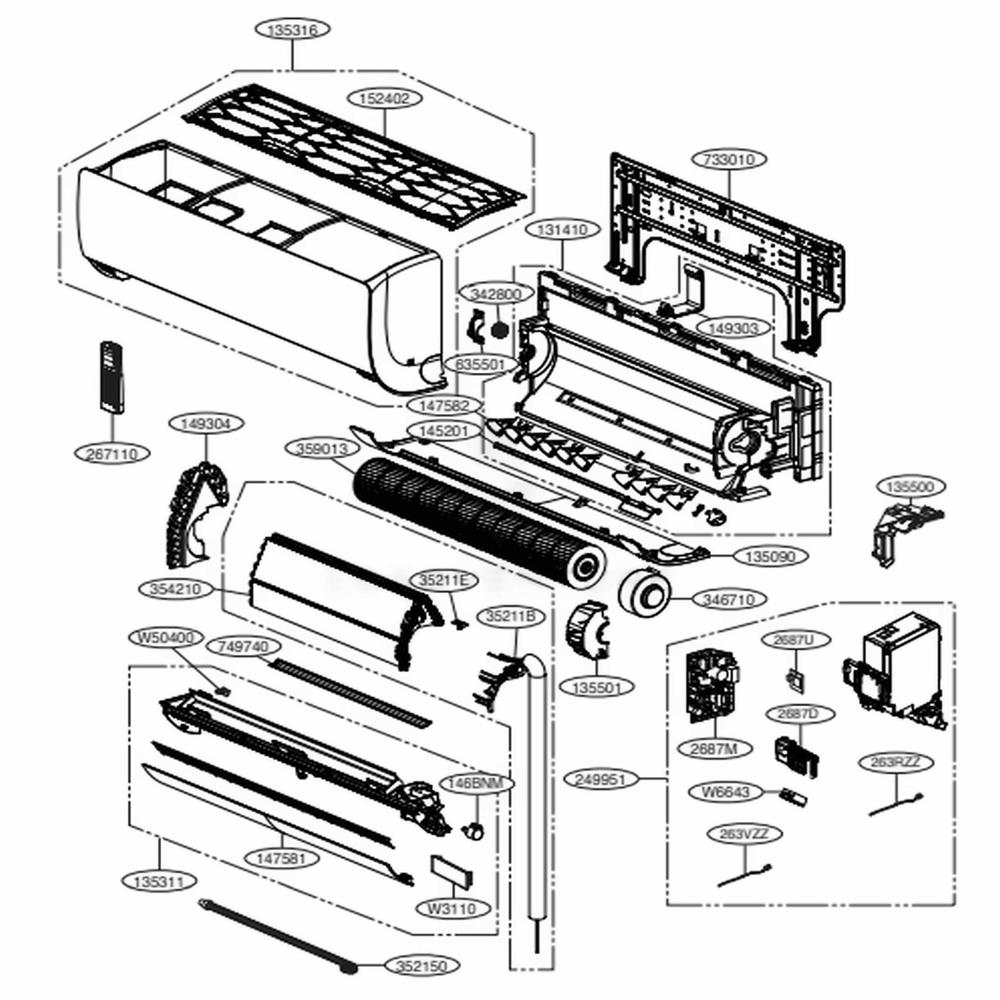 LG Part# ABQ75748559 Control Case Assembly (Indoor) - Genuine OEM